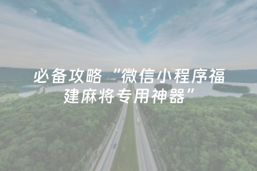 必备攻略“微信小程序福建麻将专用神器”（装挂怎么安装)