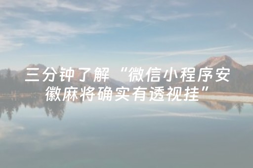 三分钟了解“微信小程序安徽麻将确实有透视挂”（怎么设置能有好牌)