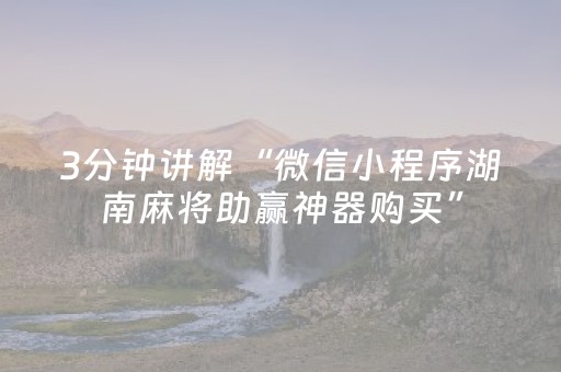 3分钟讲解“微信小程序湖南麻将助赢神器购买”（挂件神器)