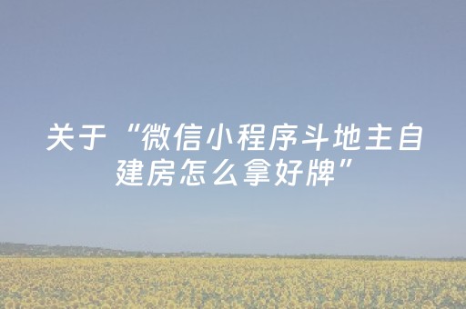 关于“微信小程序斗地主自建房怎么拿好牌”（装挂怎么安装)