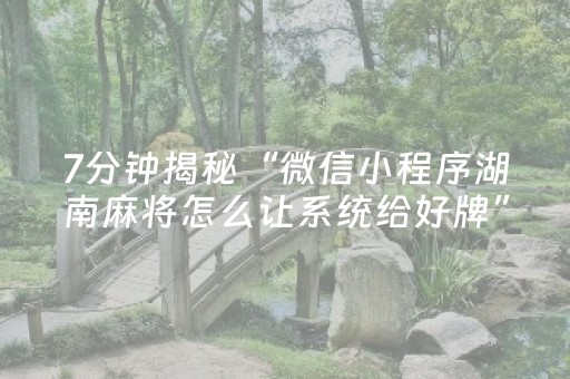 7分钟揭秘“微信小程序湖南麻将怎么让系统给好牌”（攻略插件)