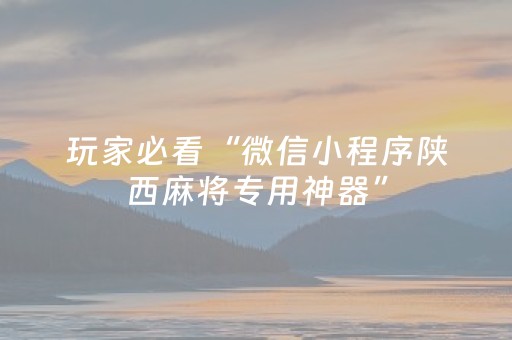 玩家必看“微信小程序陕西麻将专用神器”（自建房怎么拿好牌)