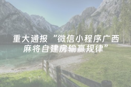 重大通报“微信小程序广西麻将自建房输赢规律”（软挂神器)