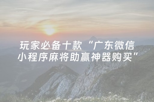 玩家必备十款“广东微信小程序麻将助赢神器购买”（必赢神器免费安装)