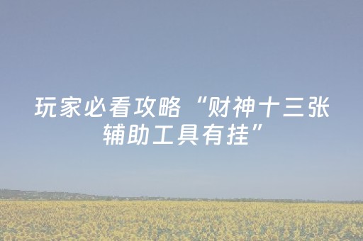 玩家必看攻略“财神十三张辅助工具有挂”（怎么让系统给你发好牌)