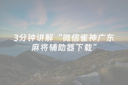 3分钟讲解“微信雀神广东麻将辅助器下载”（充值会提高胜率么)
