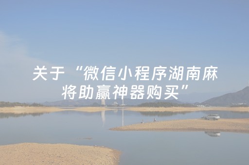 关于“微信小程序湖南麻将助赢神器购买”（开挂辅助器插件)