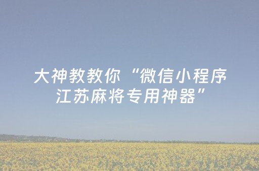大神教教你“微信小程序江苏麻将专用神器”（有什么诀窍)