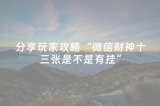 分享玩家攻略“微信财神十三张是不是有挂”（插件可信吗)