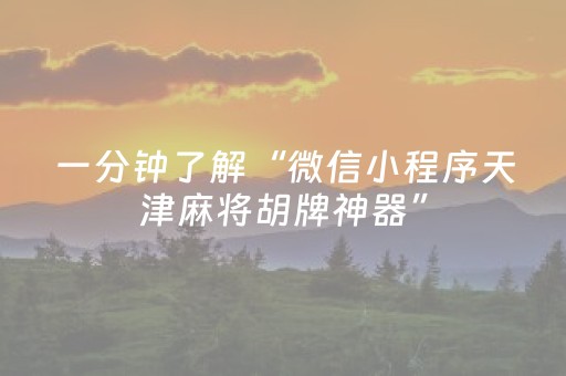一分钟了解“微信小程序天津麻将胡牌神器”（开挂神器下载)