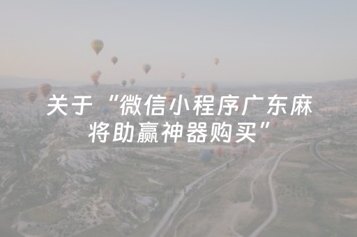 关于“微信小程序广东麻将助赢神器购买”（必赢神器免费安装)