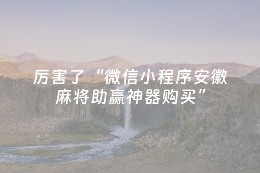 厉害了“微信小程序安徽麻将助赢神器购买”（充会员胜率高)