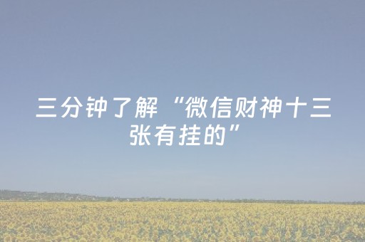 三分钟了解“微信财神十三张有挂的”（自建房怎么赢)