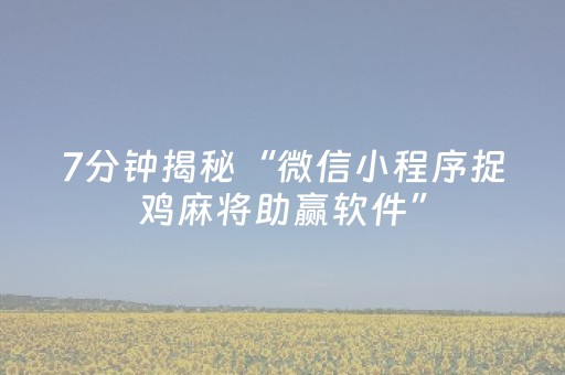 7分钟揭秘“微信小程序捉鸡麻将助赢软件”（万能开挂神器)