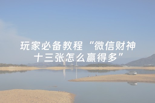 玩家必备教程“微信财神十三张怎么赢得多”（开挂辅助脚本)