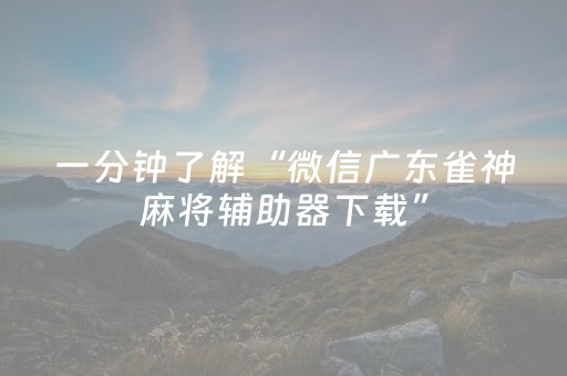 一分钟了解“微信广东雀神麻将辅助器下载”（提高胜率软件)