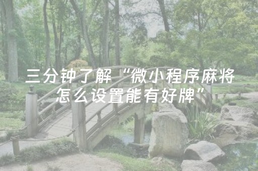 三分钟了解“微小程序麻将怎么设置能有好牌”（可以设置输赢吗)