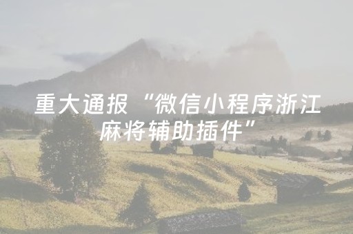 重大通报“微信小程序浙江麻将辅助插件”（输赢规律)