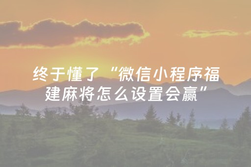 终于懂了“微信小程序福建麻将怎么设置会赢”（开挂辅助器插件)