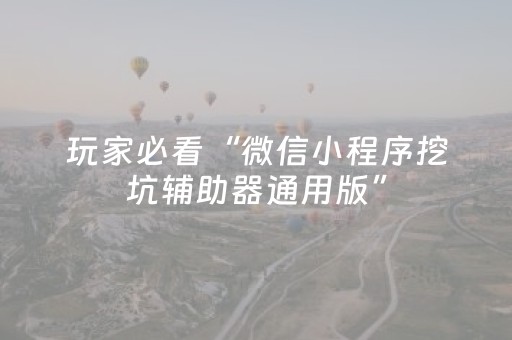 玩家必看“微信小程序挖坑辅助器通用版”（辅助器通用版)