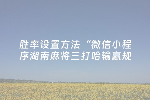 胜率设置方法“微信小程序湖南麻将三打哈输赢规律”（好友房怎么才能赢)