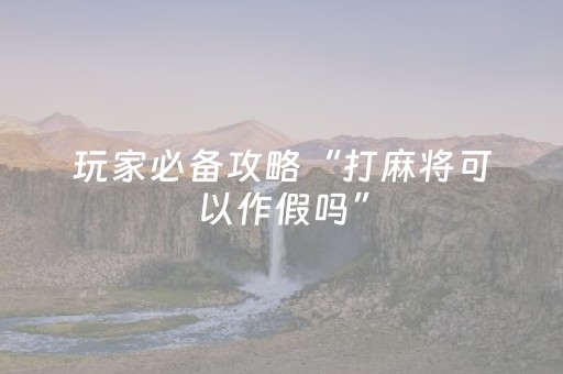 玩家必备攻略“打麻将可以作假吗”（有什么诀窍)