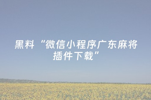 黑料“微信小程序广东麻将插件下载”（如何让系统发好牌)
