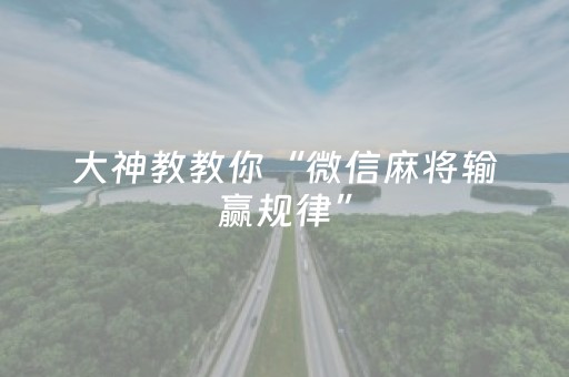 大神教教你“微信麻将输赢规律”（软件出售)