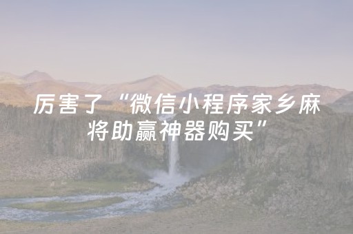 厉害了“微信小程序家乡麻将助赢神器购买”（怎么提高胜率)