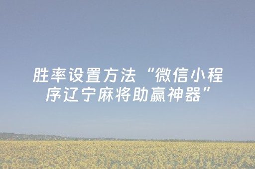 胜率设置方法“微信小程序辽宁麻将助赢神器”（辅助挂发牌规律)