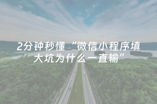 2分钟秒懂“微信小程序填大坑为什么一直输”（究竟是不是有挂)