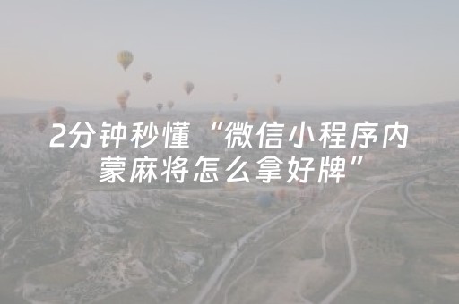 2分钟秒懂“微信小程序内蒙麻将怎么拿好牌”（透明器教程)