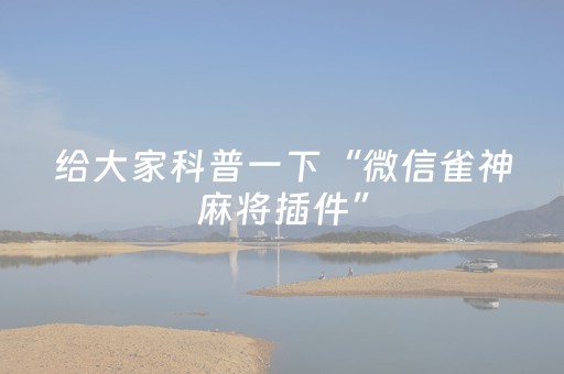 给大家科普一下“微信雀神麻将插件”（必赢神器辅助器)