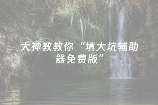 大神教教你“填大坑辅助器免费版”（怎么能得到好牌)