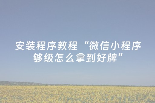 安装程序教程“微信小程序够级怎么拿到好牌”（怎么设置能有好牌)