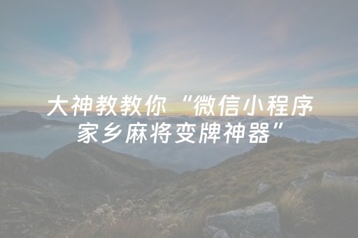 大神教教你“微信小程序家乡麻将变牌神器”（神器通用版)