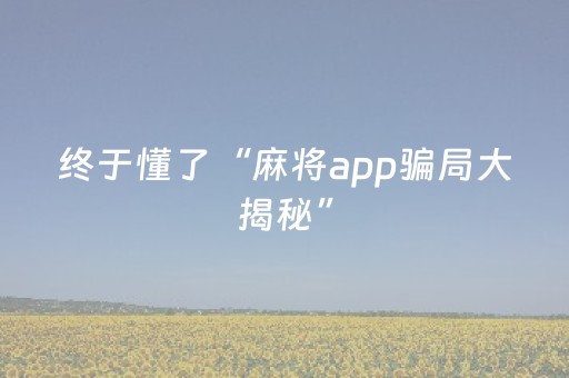 终于懂了“麻将app骗局大揭秘”（软件出售)