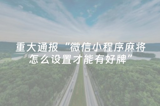 重大通报“微信小程序麻将怎么设置才能有好牌”（挂件神器)