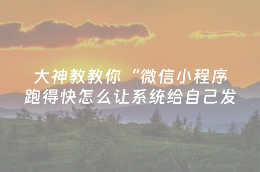 大神教教你“微信小程序跑得快怎么让系统给自己发好牌”（辅助神器免费)