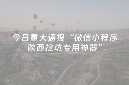 今日重大通报“微信小程序陕西挖坑专用神器”（辅助软件)