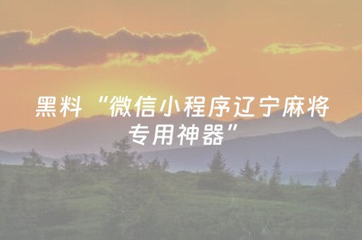 黑料“微信小程序辽宁麻将专用神器”（专用神器下载)
