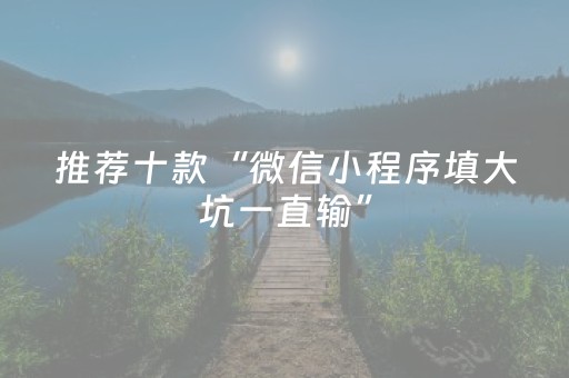 推荐十款“微信小程序填大坑一直输”（免费专用神器)
