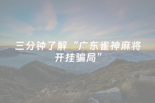 三分钟了解“广东雀神麻将开挂骗局”（装挂怎么安装)