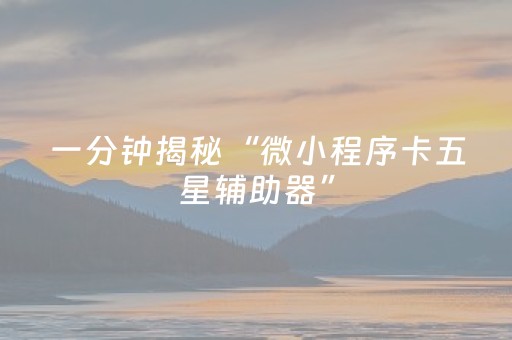 一分钟揭秘“微小程序卡五星辅助器”（辅牌器插件购买)