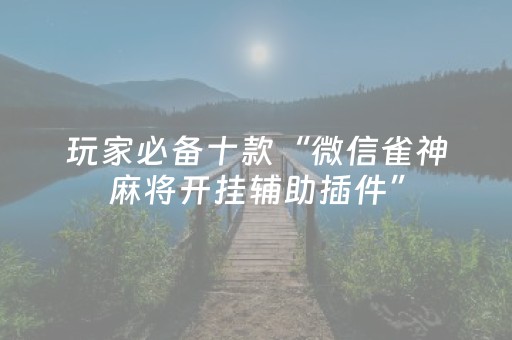 玩家必备十款“微信雀神麻将开挂辅助插件”（开挂辅助插件)