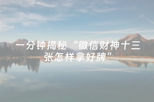 一分钟揭秘“微信财神十三张怎样拿好牌”（透明器教程)