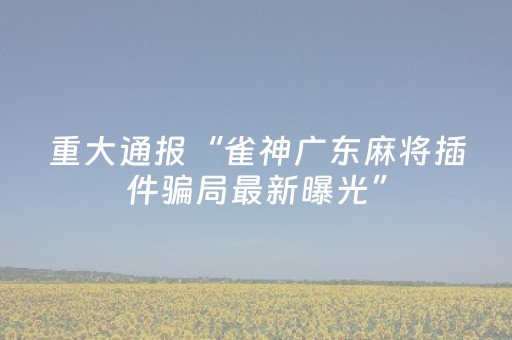 重大通报“雀神广东麻将插件骗局最新曝光”（必赢神器)