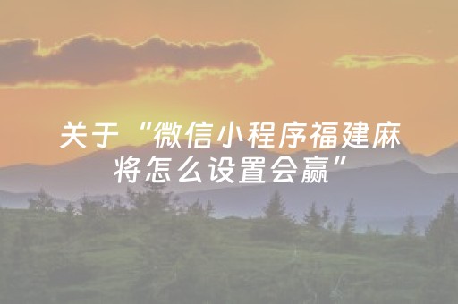 关于“微信小程序福建麻将怎么设置会赢”（辅助软件)