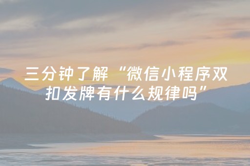 三分钟了解“微信小程序双扣发牌有什么规律吗”（攻略插件)