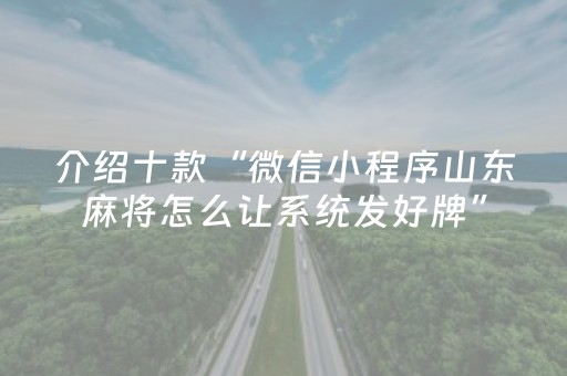 介绍十款“微信小程序山东麻将怎么让系统发好牌”（如何提高胜率)